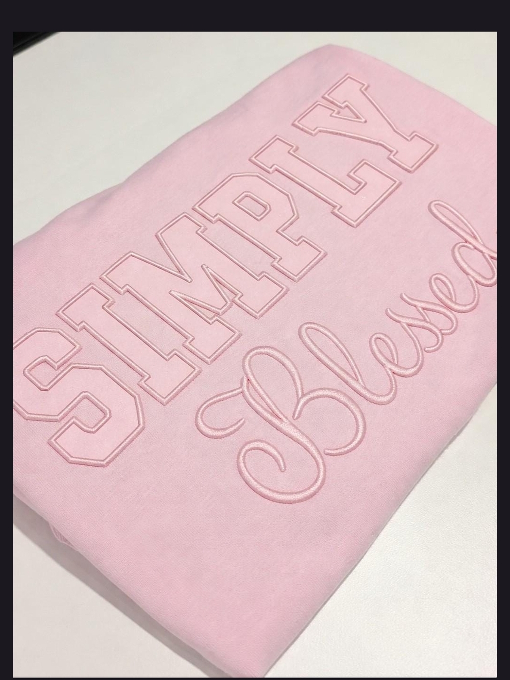 3D Embroidered Simply Blessed Pink T-Shirt